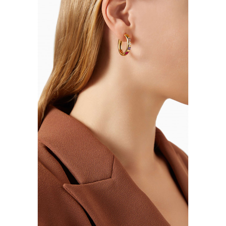 Tada & Toy - Be-jewelled Oval Hoops in 18kt Gold Vermeil