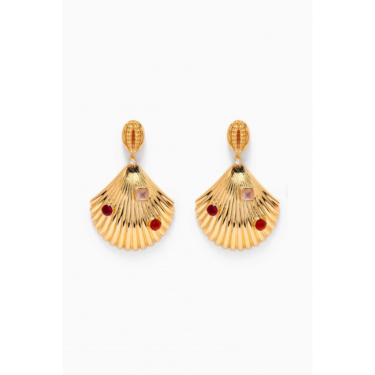 Tada & Toy - Scallop Statement Earrings in 18kt Gold Vermeil