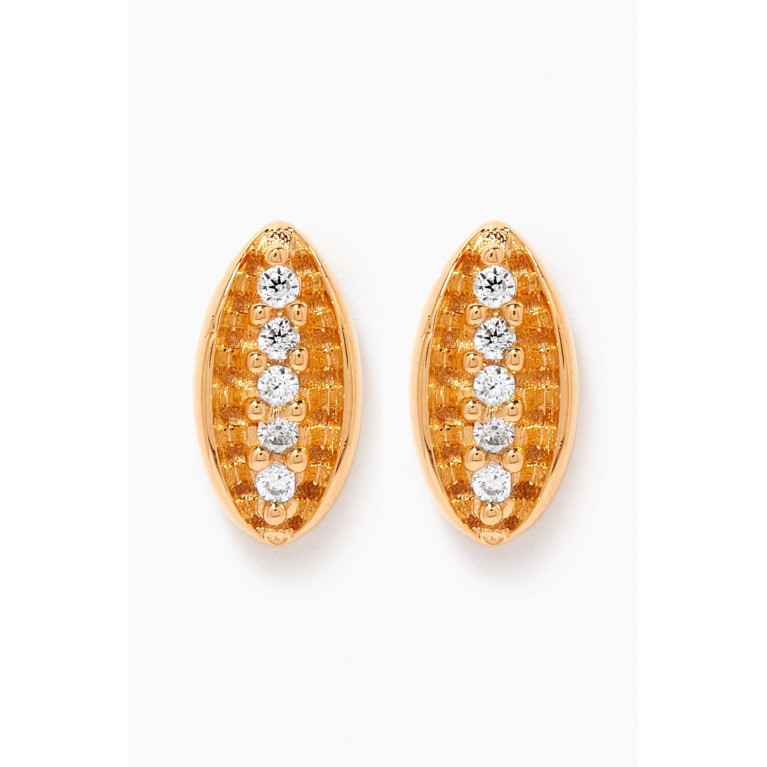 Tada & Toy - Salted Cowrie Shell Studs in 18kt Gold Vermeil