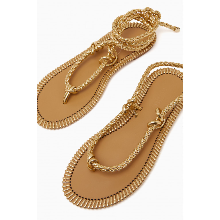 Schutz - Thong Sandals in Metallic Leather