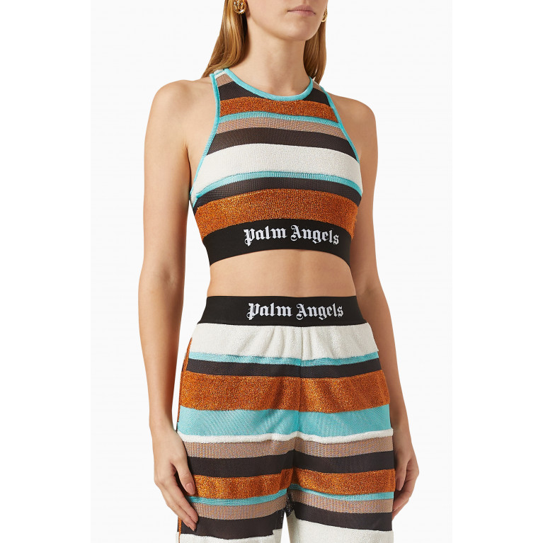 Palm Angels - Logo-waistband Striped Tank Top in Lurex-knit