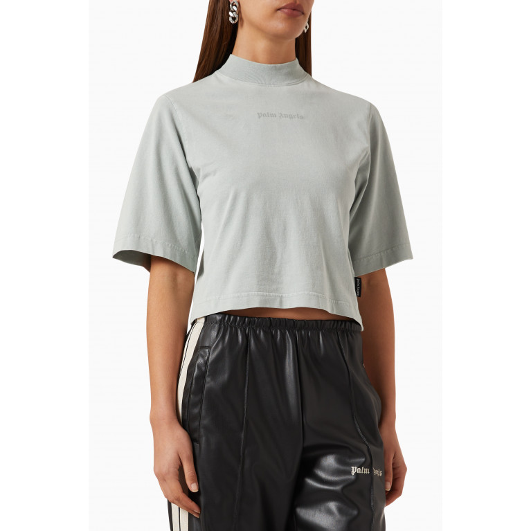 Palm Angels - Reverse Logo Cropped T-shirt in Jersey