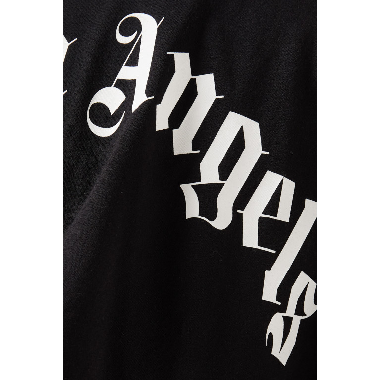 Palm Angels - Curved Logo Zipped Crop T-shirt in Cotton-jersey