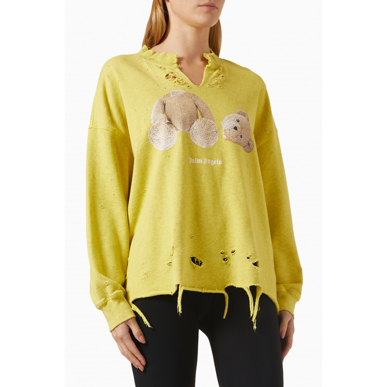Palm Angels - Distressed Bear Sweatshirt in Jersey