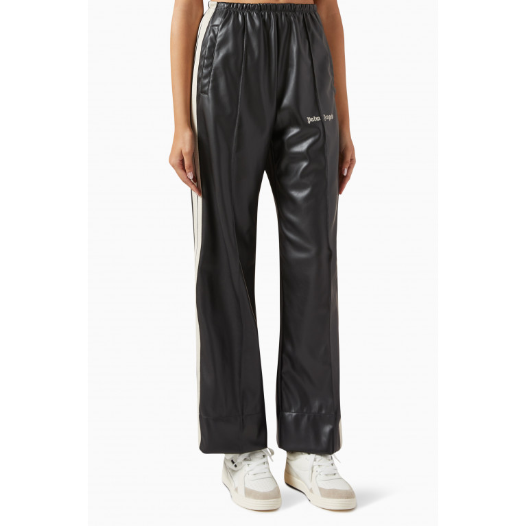 Palm Angels - Logo Striped Track Pants in Faux Leather
