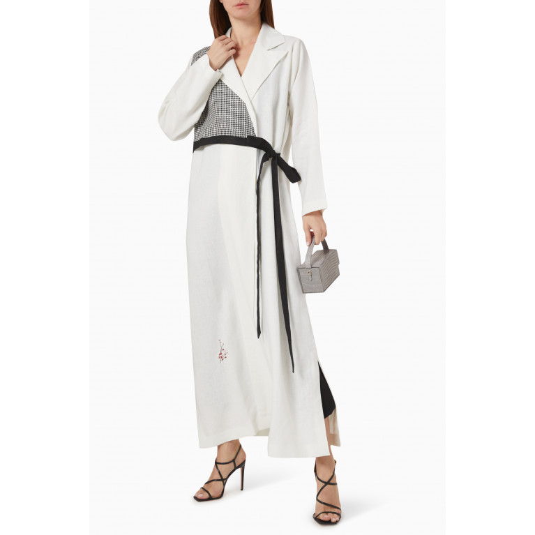 ZAH Design - Bow Belted Shirt-style Abaya in Linen