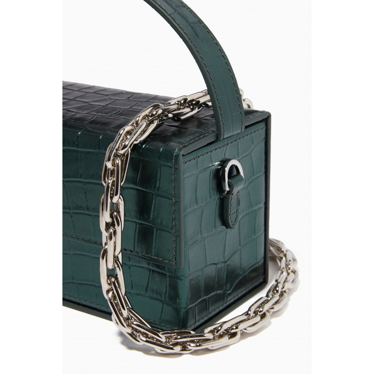 L'AFSHAR - Ida Medium Bag in Metallic Croc-embossed Leather
