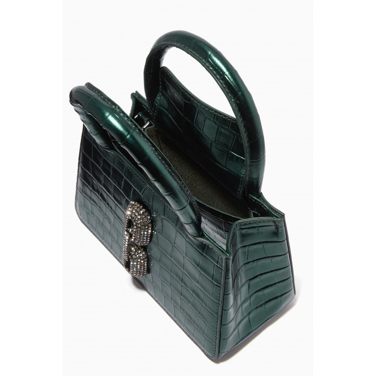 L'AFSHAR - Kiki Bag in Metallic Croc-embossed Leather