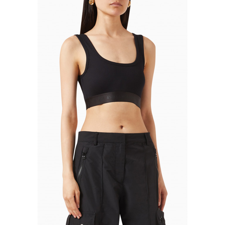 Stella McCartney - S-Wave Tape Ribbed Crop Top in Nylon-blend Jersey