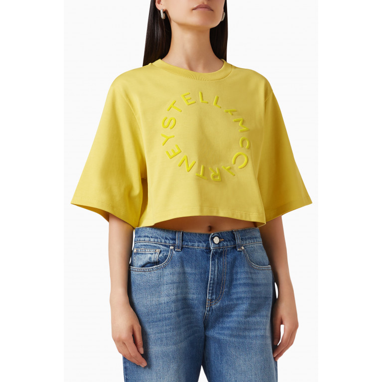 Stella McCartney - Flocked Logo Crop T-shirt in Cotton-jersey