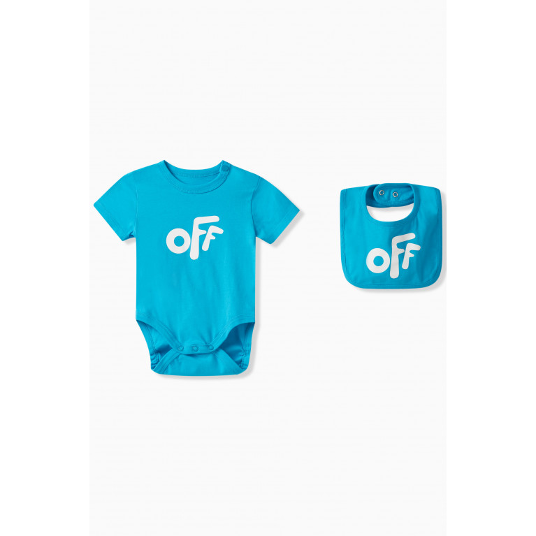 Off-White - Off Rounded Bodysuit & Bib Set in Cotton