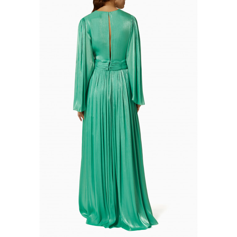 Costarellos - Remi Iridescent Pleated Gown in Lurex Georgette