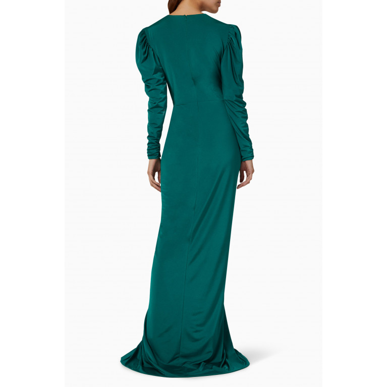 Costarellos - Maren Plunging Draped Gown in Jersey