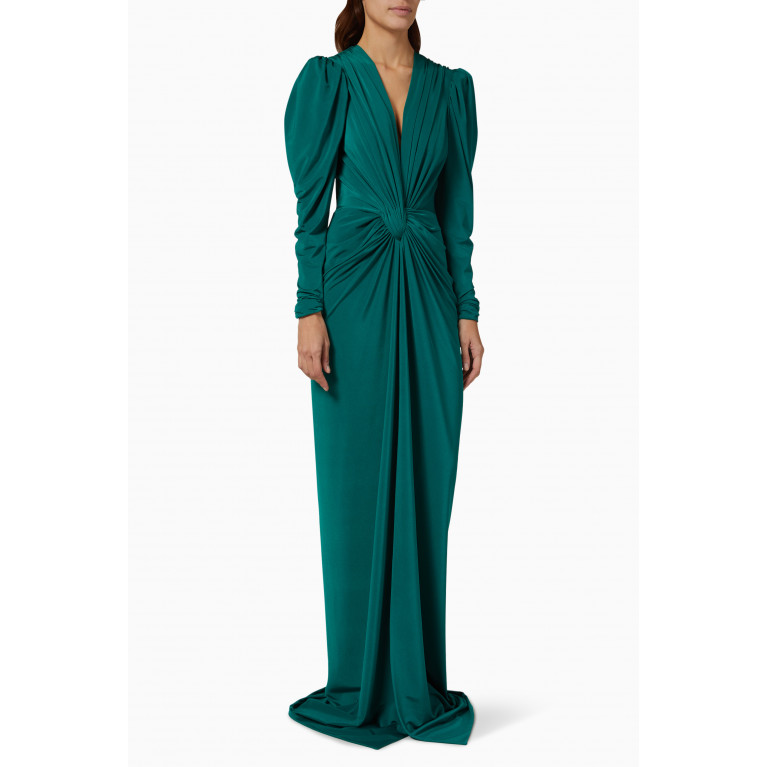 Costarellos - Maren Plunging Draped Gown in Jersey