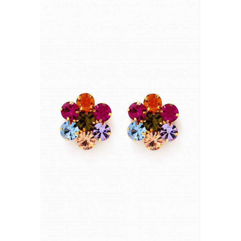 VANINA - Les Nuances Flower Crystal Studs in Gold-plated Brass Multicolour