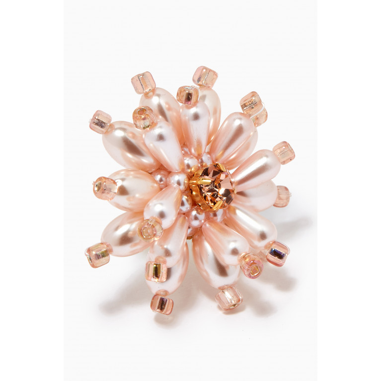 VANINA - Bouquet Fleuri Pearl Studs in Gold-plated Brass Pink