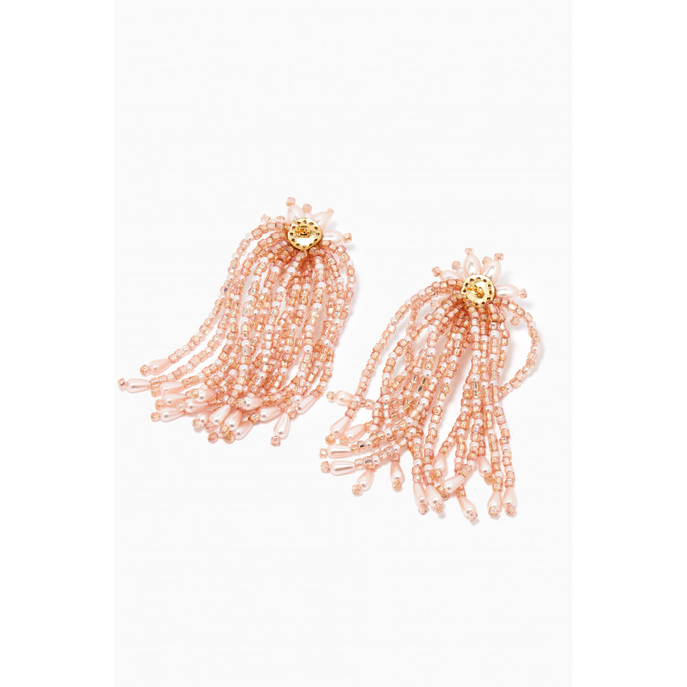 VANINA - Bouquet Fleuri Pearl Earrings in Gold-plated Brass Pink
