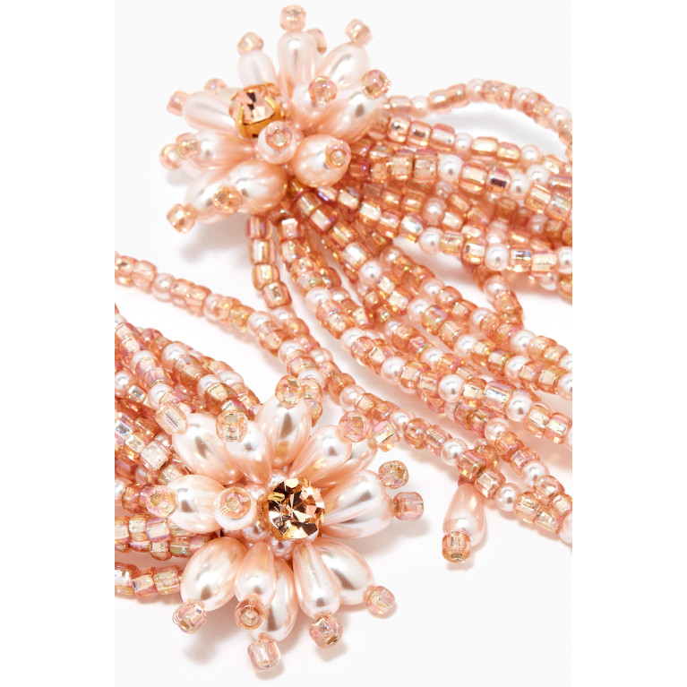 VANINA - Bouquet Fleuri Pearl Earrings in Gold-plated Brass Pink
