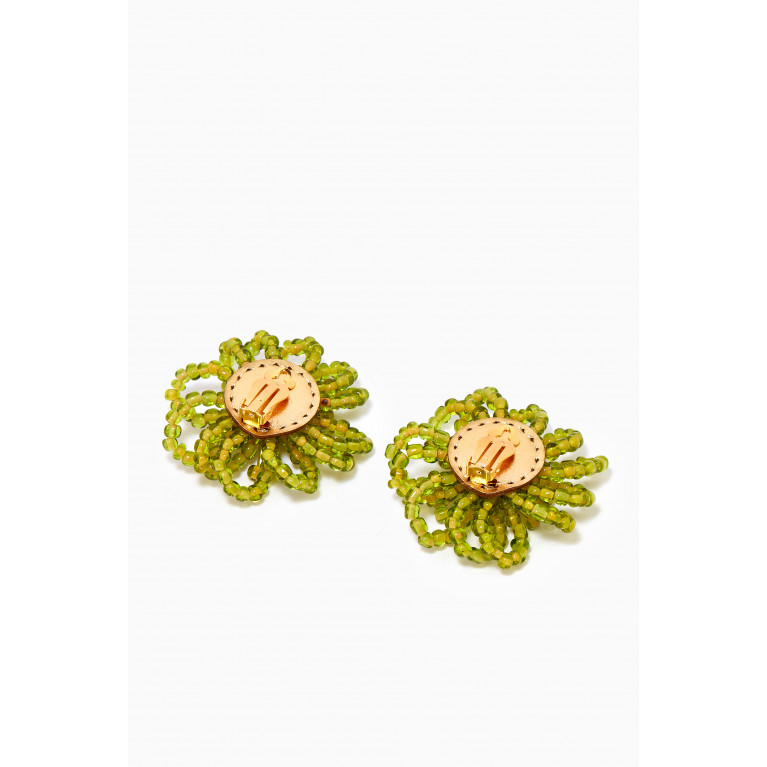 VANINA - Bouquet Fleuri Pearl Studs in Gold-plated Brass Green