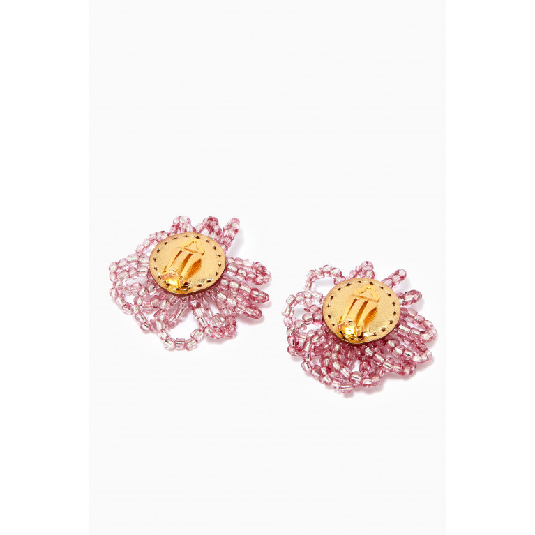 VANINA - Les Bouquet Fleuri Clip-on Studs in Gold-plated Brass Pink