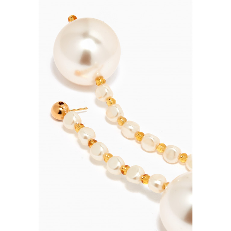 VANINA - Echappes Beaded Drop Earrings in Gold-plated Brass
