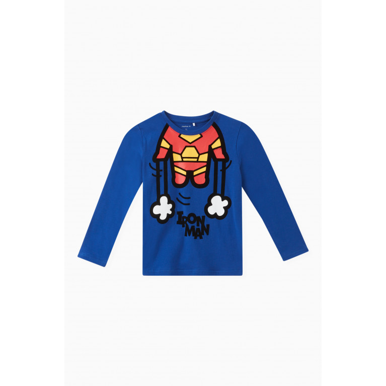 Name It - Marvel Print T-shirt in Cotton Blue
