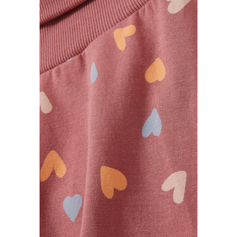 Name It - Heart Print Sweatpants in Organic Cotton Pink