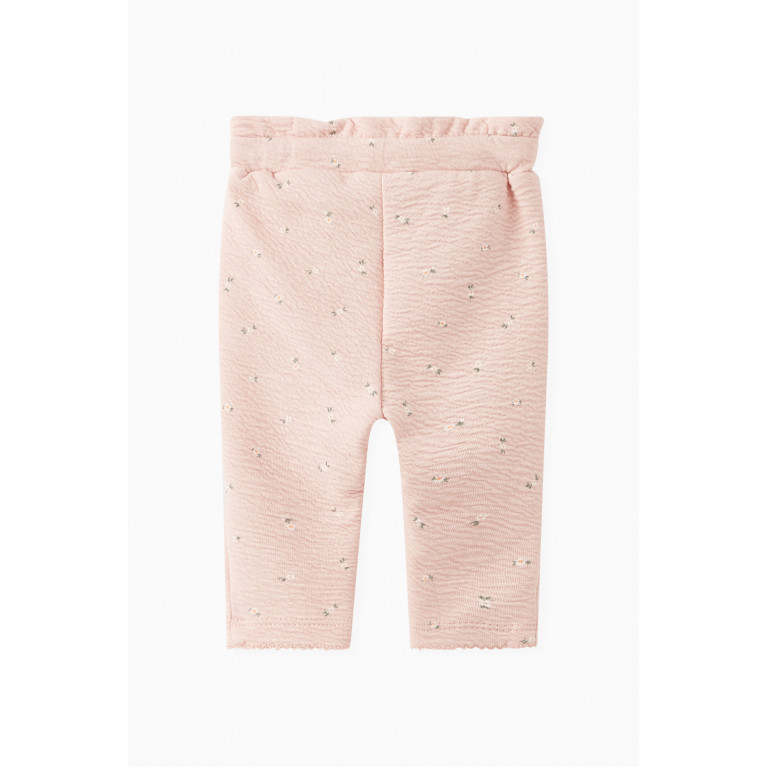 Name It - Floral Print Trousers in Organic Cotton Blend Neutral