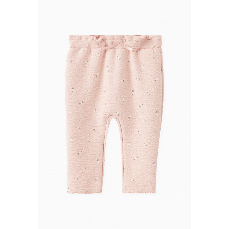 Name It - Floral Print Trousers in Organic Cotton Blend Neutral