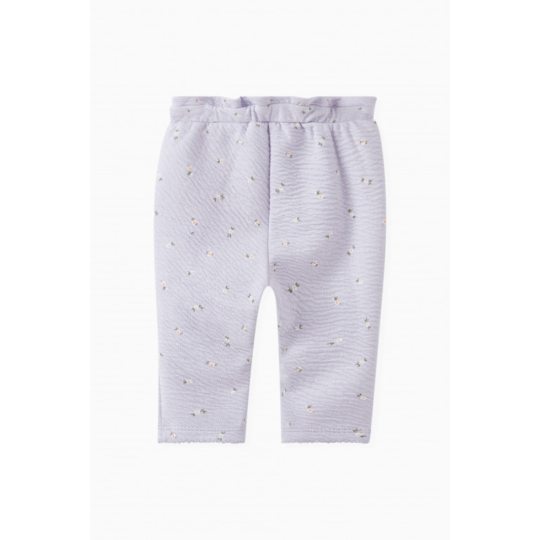 Name It - Floral Print Trousers in Organic Cotton Blend Purple