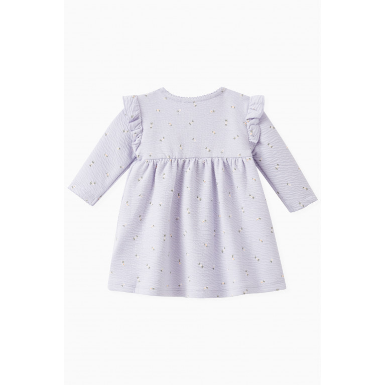 Name It - Floral Print Dress in Organic Cotton Blend Purple