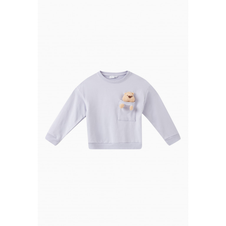 Name It - Graphic Print Sweatshirt in Cotton Purple