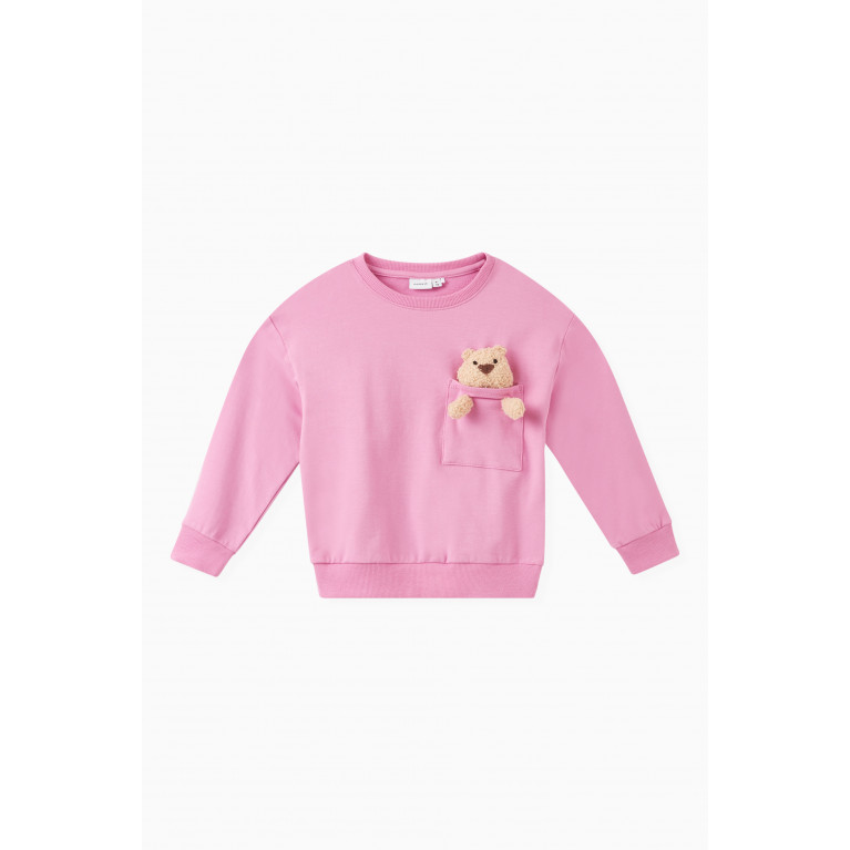 Name It - Name It - Bea Teddy Applique Sweatshirt in Cotton Pink