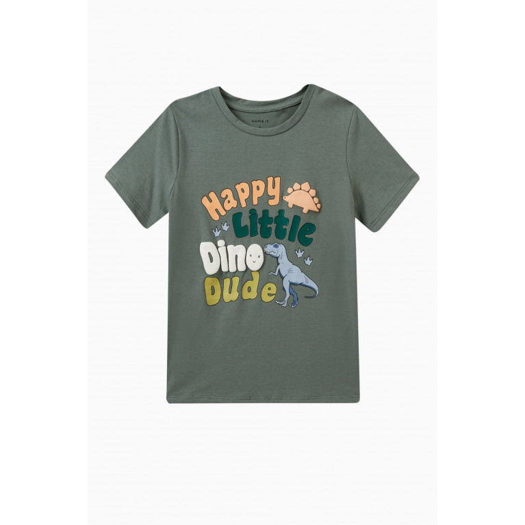 Name It - Graphic Print T-shirt in Cotton Green