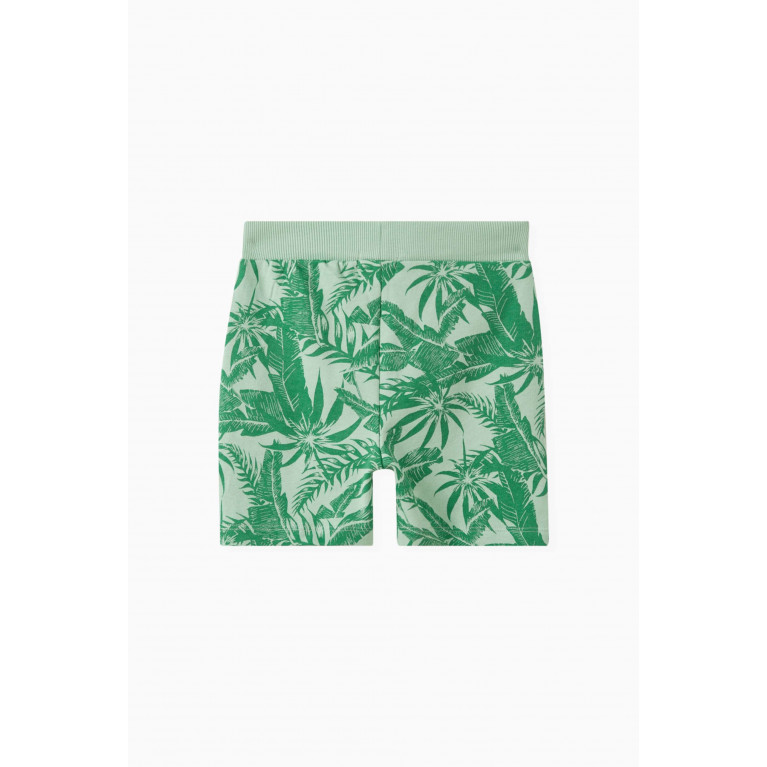 Name It - Jesse Leaf-print Shorts in Cotton Green