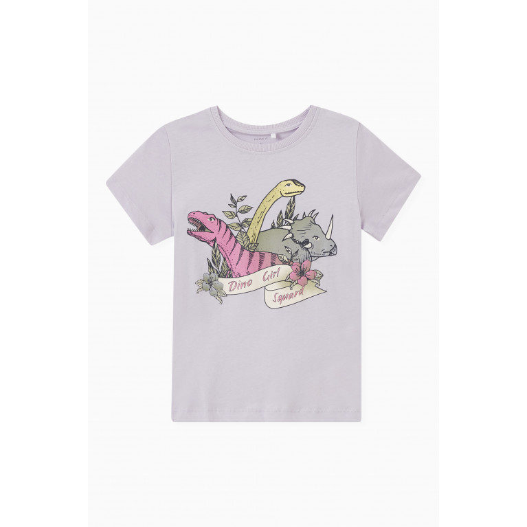 Name It - Graphic Print T-shirt in Cotton Purple