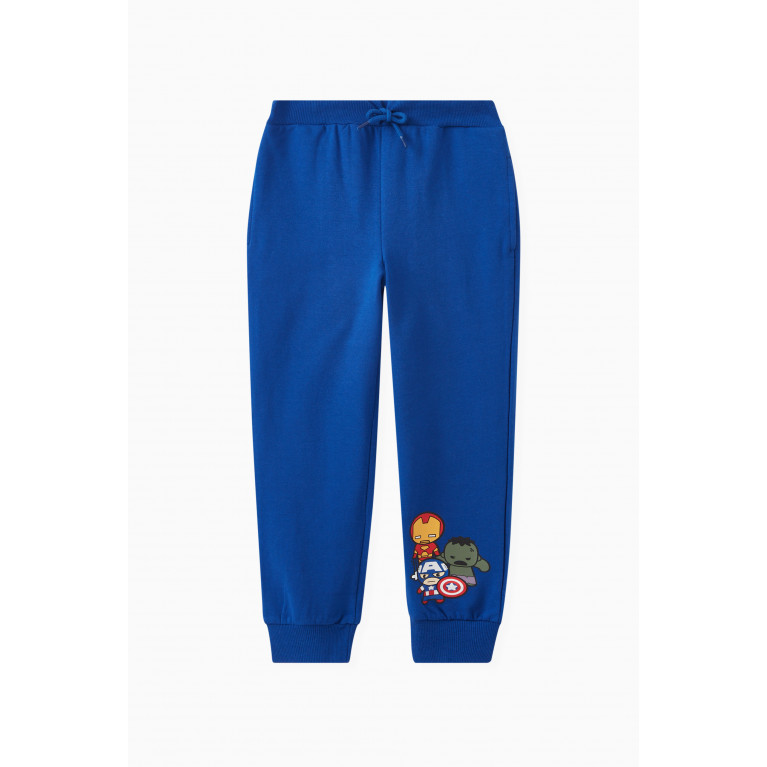 Name It - Marvel Print Sweatpants in Cotton Stretch Blue