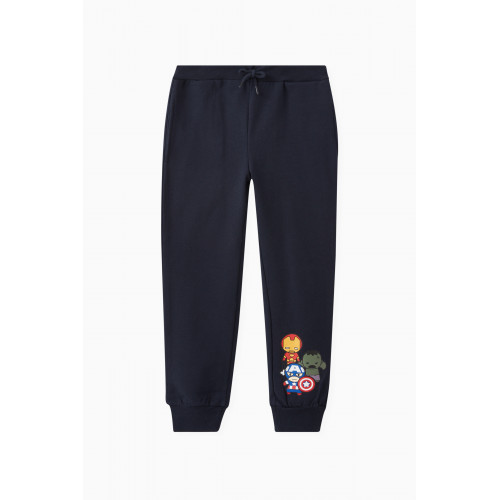 Name It - Marvel Print Sweatpants in Cotton Stretch Blue