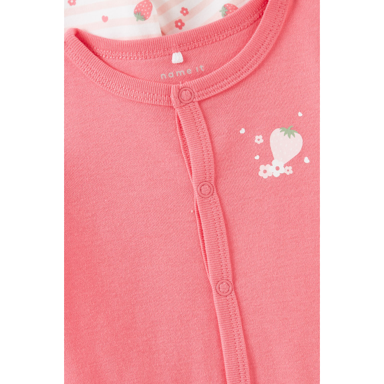 Name It - Strawberry Print Sleepsuit, Set of Two