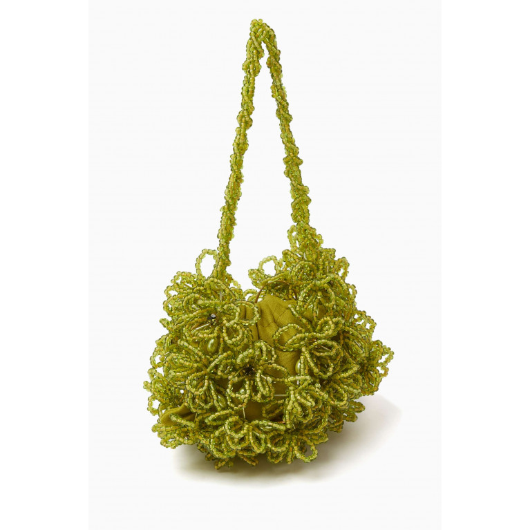 VANINA - Bouquet Fleuri Bag in Acrylic Beads Green