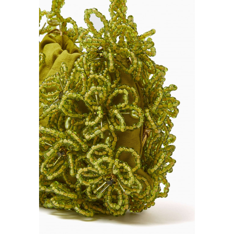 VANINA - Bouquet Fleuri Bag in Acrylic Beads Green