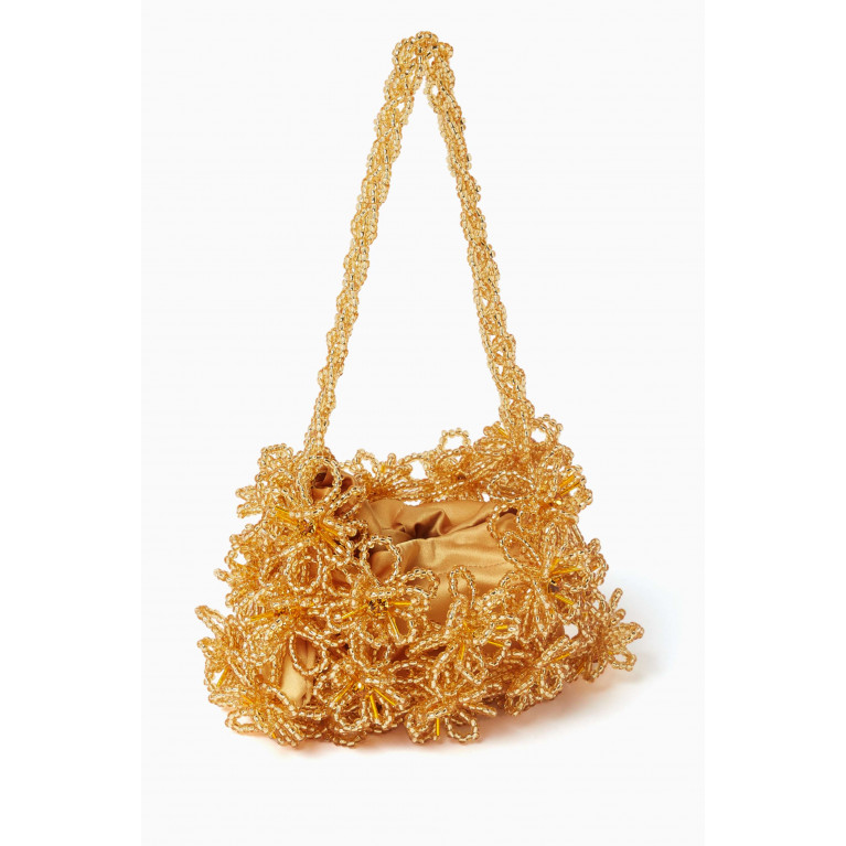VANINA - Bouquet Fleuri Bag in Acrylic Beads Yellow