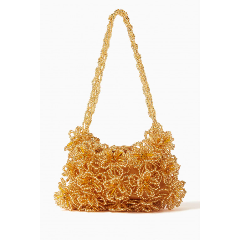 VANINA - Bouquet Fleuri Bag in Acrylic Beads Yellow
