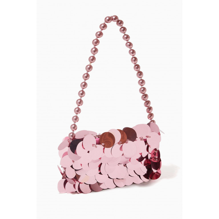 VANINA - Nuit Scintillante Baguette Bag in Metallic Sequin Pink