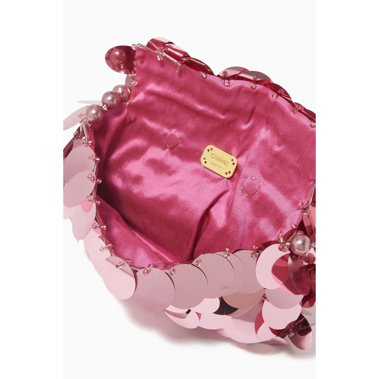 VANINA - Nuit Scintillante Baguette Bag in Metallic Sequin Pink