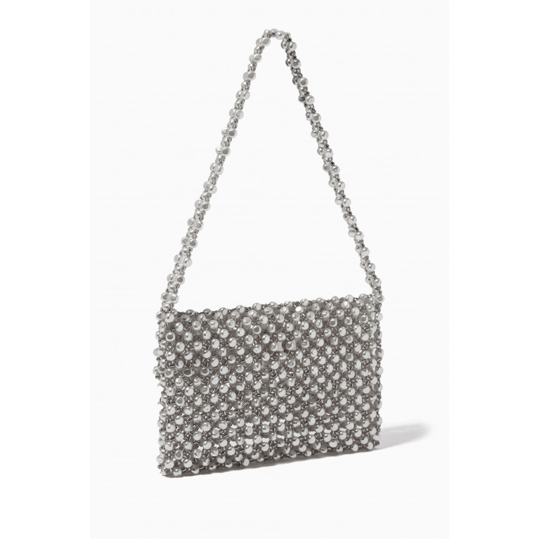 VANINA - Sable Nacré Baguette Bag in Acrylic Beads Silver
