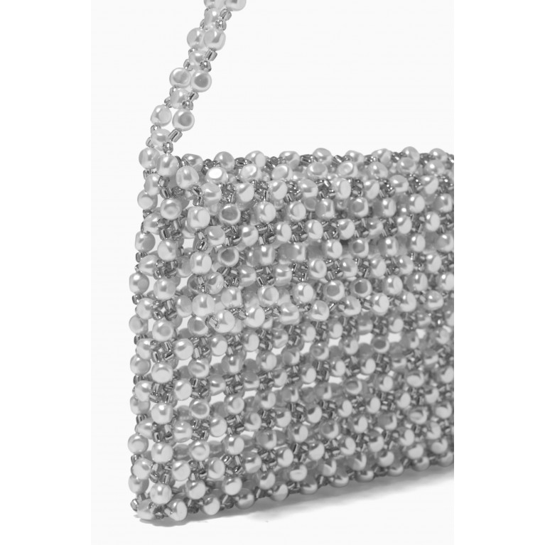 VANINA - Sable Nacré Baguette Bag in Acrylic Beads Silver