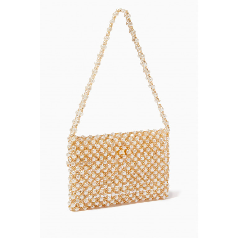 VANINA - Sable Nacré Baguette Bag in Acrylic Beads White