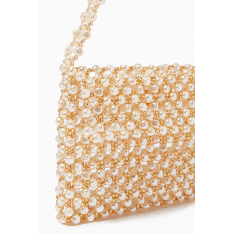 VANINA - Sable Nacré Baguette Bag in Acrylic Beads White