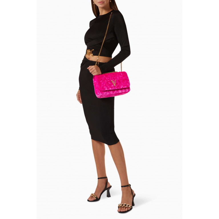 Versace - Medium Vertus Shoulder Bag in Quilted & Crushed Velvet